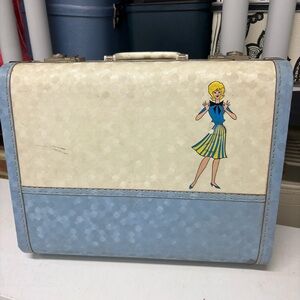 Vintage Style Blue and Cream Small Suitcase